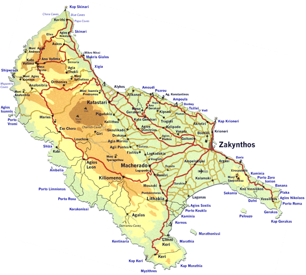 Landkarte von Zakynthos